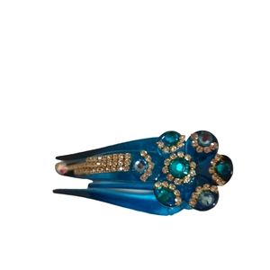 Turquoise crystal hair clip
